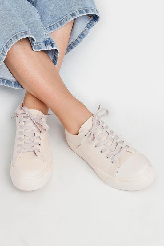 Evans Yours Natural Brown Canvas Trainers In Extra Wide EEE Fit