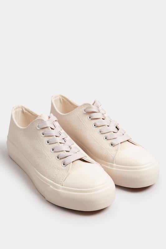 Evans Yours Natural Brown Canvas Trainers In Extra Wide EEE Fit