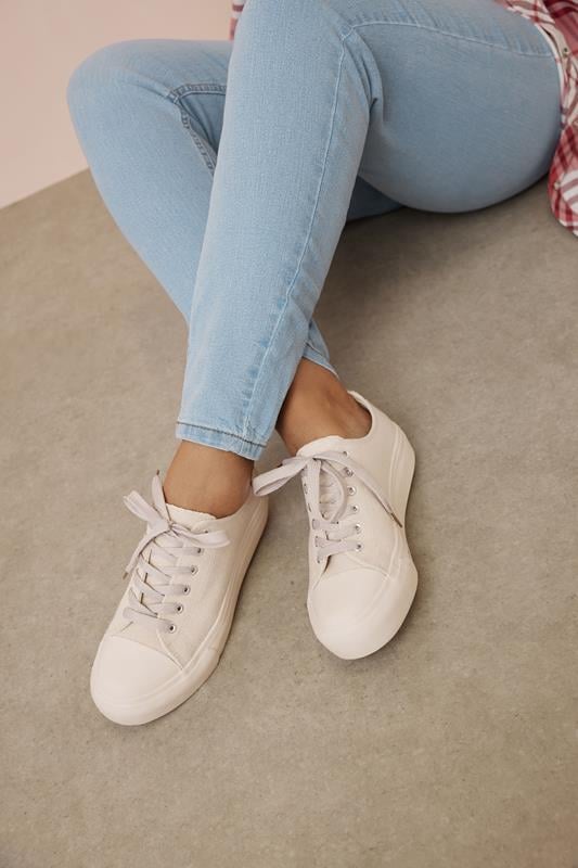 Evans Yours Natural Brown Canvas Trainers In Extra Wide EEE Fit
