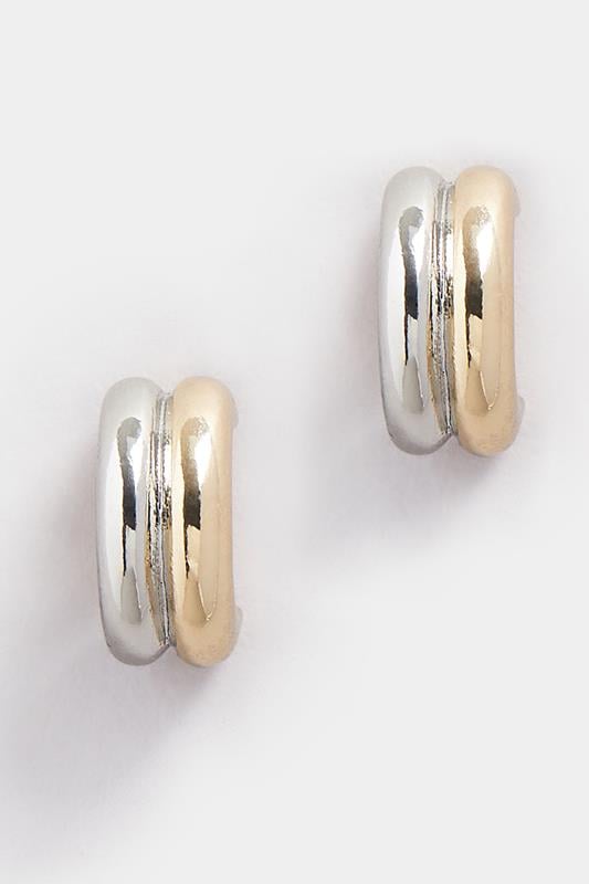 Evans Yours Two Tone Silver & Gold Chunky Hoop Earrings