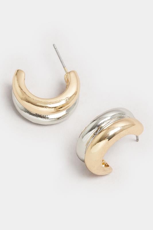 Evans Yours Two Tone Silver & Gold Chunky Hoop Earrings