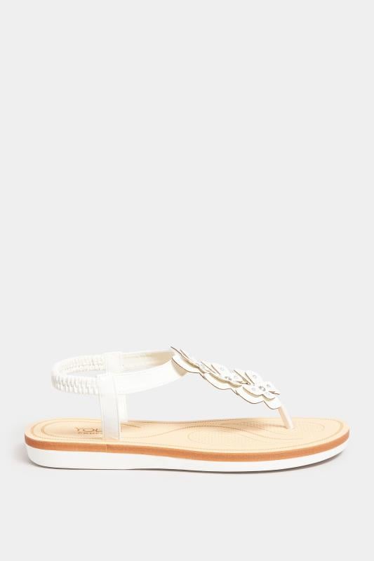 Evans Yours White Diamante Butterfly Sandals In Extra Wide EEE Fit