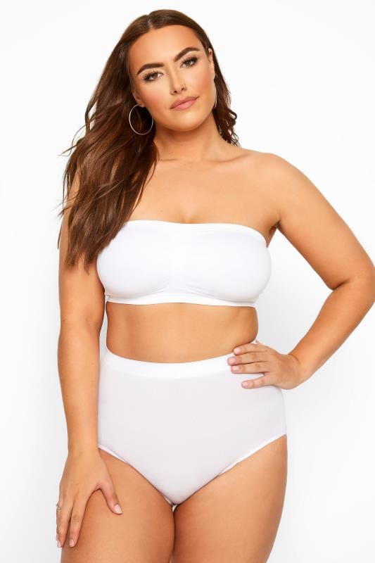 Evans YOURS White Seamless Padded Non-Wired Bandeau Bra